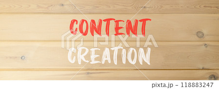 Time for content creation symbol. Concept words Content creation on beautiful wooden wall. Beautiful wooden wall background. Business time for content creation concept. Copy space. 118883247