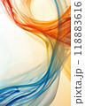 Swirling abstract shapes in blue, orange, and yellow against light vertical background Generative AI 118883616