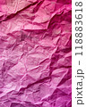 Crumpled pink paper texture with varying shades and deep folds. Abstract background. Generative AI 118883618