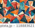 Abstract geometric seamless pattern in vibrant colors with triangles. Generative AI 118883621