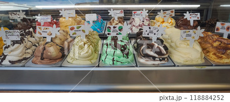 Different flavors of italian ice cream at Spain Different flavors of italian ice cream at Spain 118884252