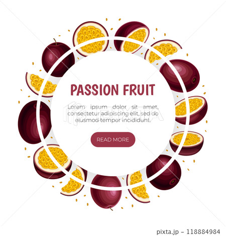 Passion Fruit Banner Design with Exotic Berry Vector Template 118884984