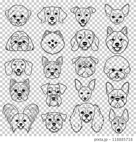 狗,臉,線條畫,設置 狗,臉,線條畫,設置 118885718