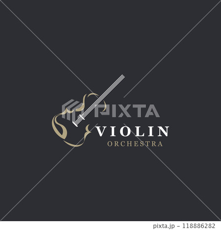 Classic violin instrument, vintage violin orchestra music design template 118886282