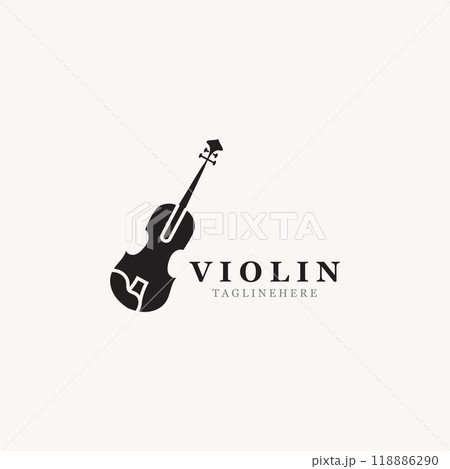 Classic violin instrument, vintage violin orchestra music design template 118886290