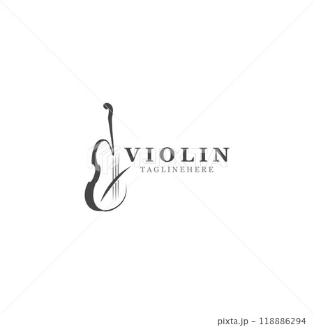 Classic violin instrument, vintage violin orchestra music design template 118886294