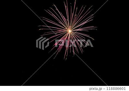 Fireworks lighting up the night sky. Pyrotechnics, abstract Fireworks lighting up the night sky. Pyrotechnics, abstract 118886601