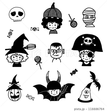 ハロウィン子供仮装セット モノクロ 118886764