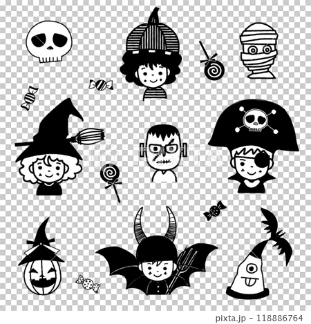 ハロウィン子供仮装セット モノクロ 118886764