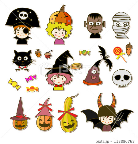 ハロウィン子供仮装セット ワッペン アップリケ風 ハロウィン子供仮装セット ワッペン アップリケ風 118886765