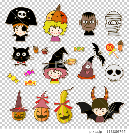 ハロウィン子供仮装セット ワッペン アップリケ風 ハロウィン子供仮装セット ワッペン アップリケ風 118886765
