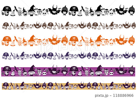 ハロウィン子供仮装のモノクロラインセット 118886966