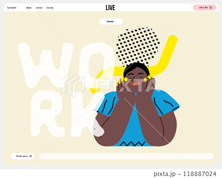 Creative Workspace: Video Conference, modern flat vector concept illustration of person engaging in virtual business meeting Connectivity, collaboration, digital interaction, remote work, productivity 118887024