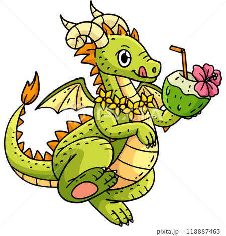 Dragon with Coconut Drink Cartoon Colored Clipart Dragon with Coconut Drink Cartoon Colored Clipart 118887463