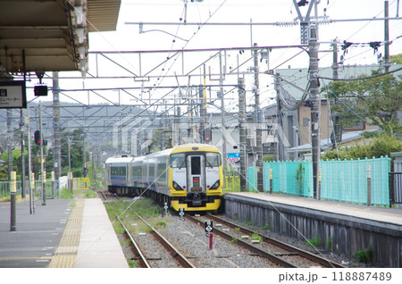 外房線 257系特急わかしお号 大原駅発車 外房線 257系特急わかしお号 大原駅発車 118887489
