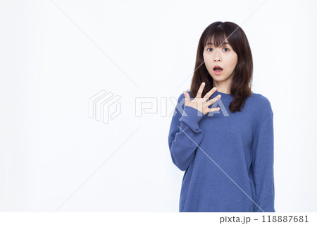 びっくりおどろく女性 118887681