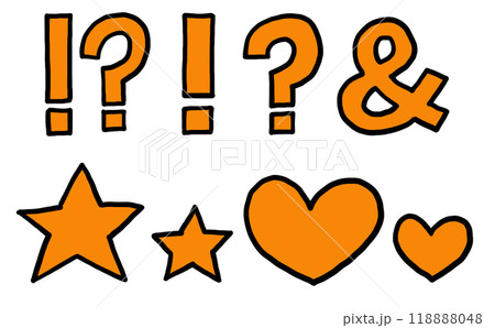 平面的でかわいい文字、記号!?星ハート& 118888048