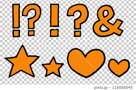平面的でかわいい文字、記号!?星ハート& 118888048