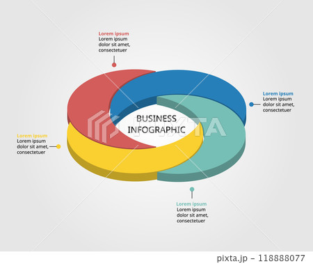 flower with circle shape template for business infographic for presentation for 4 element 118888077