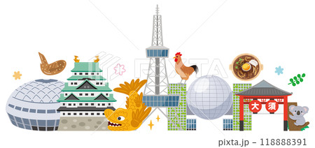 名古屋のイラストセット 118888391