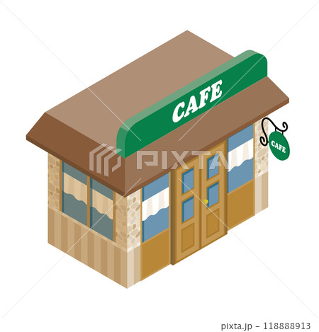 アイソメトリック_建物_カフェ・喫茶店 118888913