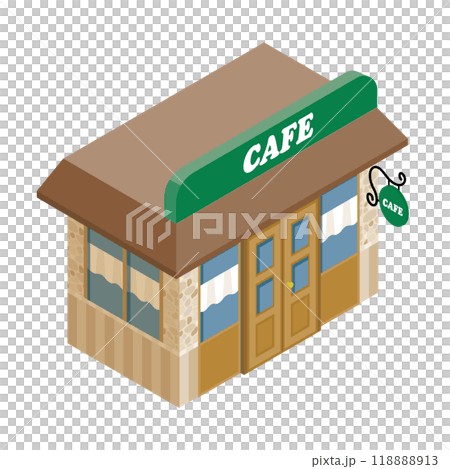 アイソメトリック_建物_カフェ・喫茶店 118888913