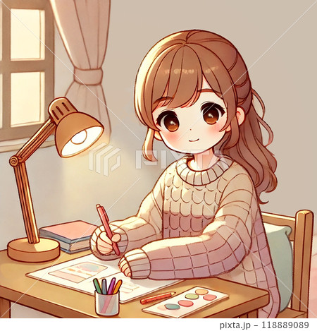 宿題をする少女 宿題をする少女 118889089