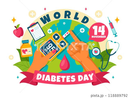 World Diabetes Day Vector Illustration on 14 November with Doctors Testing Blood for Glucose and Measuring Sugar in a Flat Style Cartoon Background 118889792