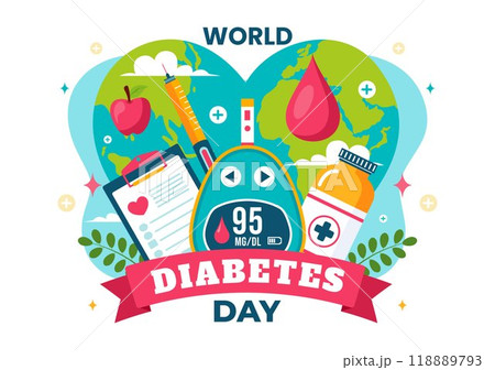 World Diabetes Day Vector Illustration on 14 November with Doctors Testing Blood for Glucose and Measuring Sugar in a Flat Style Cartoon Background World Diabetes Day Vector Illustration on 14 November with Doctors Testing Blood for Glucose and Measuring Sugar in a Flat Style Cartoon Background 118889793