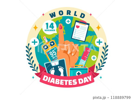 World Diabetes Day Vector Illustration on 14 November with Doctors Testing Blood for Glucose and Measuring Sugar in a Flat Style Cartoon Background 118889799