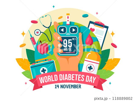 World Diabetes Day Vector Illustration on 14 November with Doctors Testing Blood for Glucose and Measuring Sugar in a Flat Style Cartoon Background 118889802