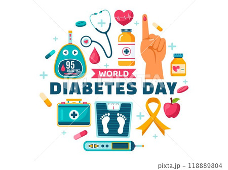 World Diabetes Day Vector Illustration on 14 November with Doctors Testing Blood for Glucose and Measuring Sugar in a Flat Style Cartoon Background World Diabetes Day Vector Illustration on 14 November with Doctors Testing Blood for Glucose and Measuring Sugar in a Flat Style Cartoon Background 118889804