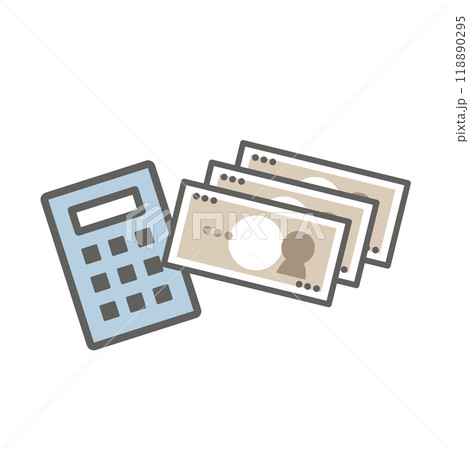 電卓とお金のイラスト 118890295