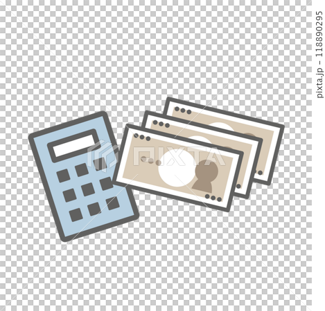 Calculator and money illustration Calculator and money illustration 118890295