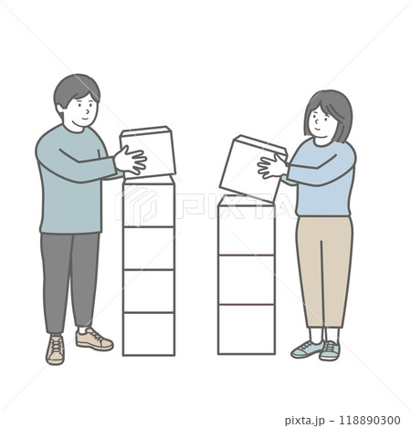 積み上げる男女のイラスト 積み上げる男女のイラスト 118890300
