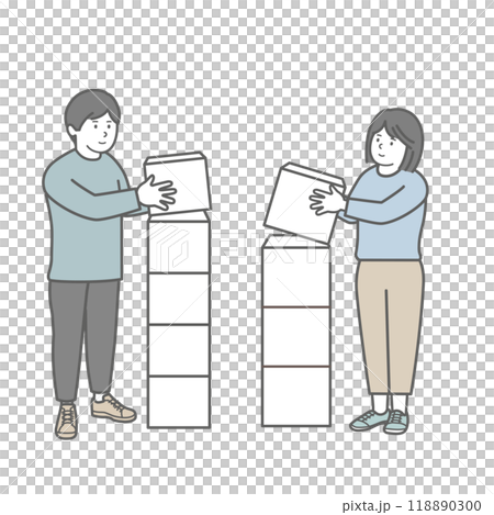 積み上げる男女のイラスト 積み上げる男女のイラスト 118890300