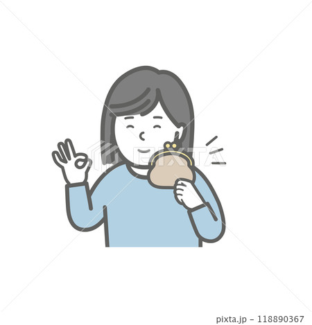 お財布を持ってOKサインをする女性 118890367