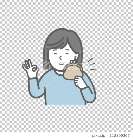 お財布を持ってOKサインをする女性 118890367