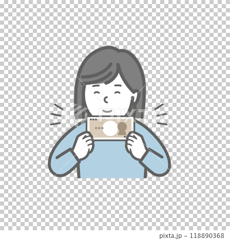 お札を持つ笑顔の女性 118890368