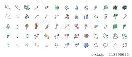 感情を表す手書きのイラストアイコン 118890636