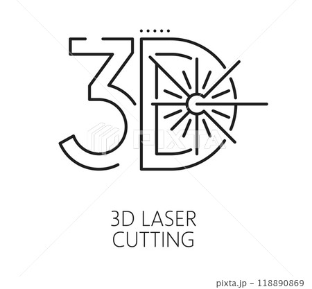 Laser 3d cutting metalwork industry line icon. CNC marking metalwork industry linear symbol, laser engraving production technology or steel cutting manufacture equipment thin line vector icon or sign Laser 3d cutting metalwork industry line icon. CNC marking metalwork industry linear symbol, laser engraving production technology or steel cutting manufacture equipment thin line vector icon or sign 118890869