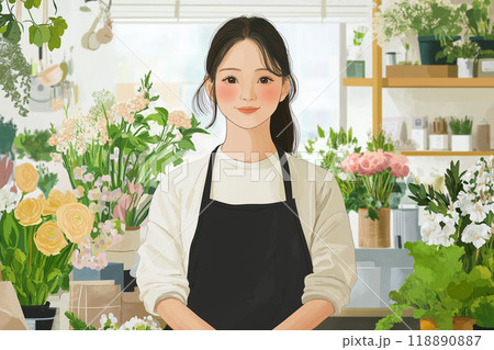 お花屋さんで働く店員 118890887