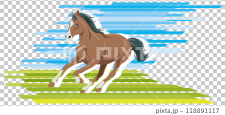 颯爽と走る馬のイメージイラスト 颯爽と走る馬のイメージイラスト 118891117