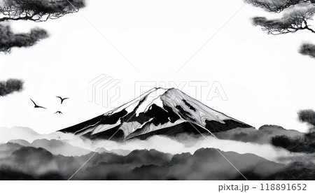 抽象的な富士山の風景イラストのイラスト素材 [118891652] - PIXTA