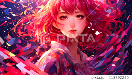 カラフルな模様と美少女 118892230