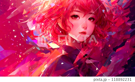 カラフルな模様と美少女 118892231