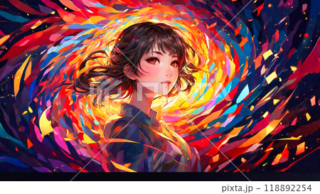 カラフルな模様と美少女 118892254