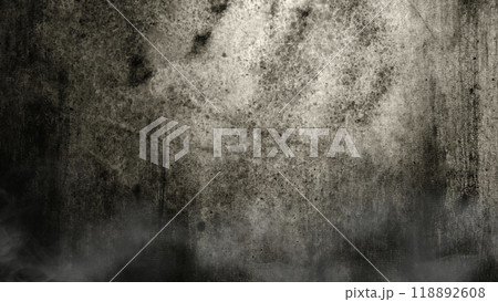Grungy wall with a lot of dust and grime. Scene is dark and creepy 118892608
