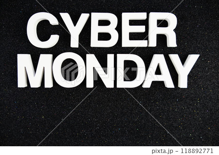 Cyber Monday alphabet letters on black glitter background 118892771