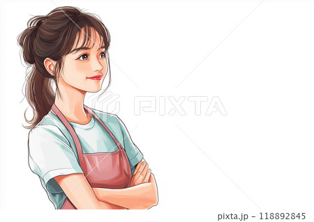 エプロンをつけたお姉さんのイラスト素材 [118892845] - PIXTA